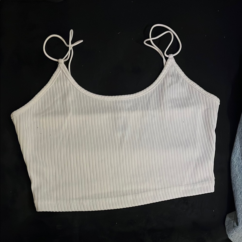 White Ribbed Women's Top